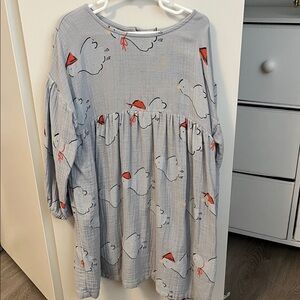 H&M Adorables Gray Dress with Festive Print